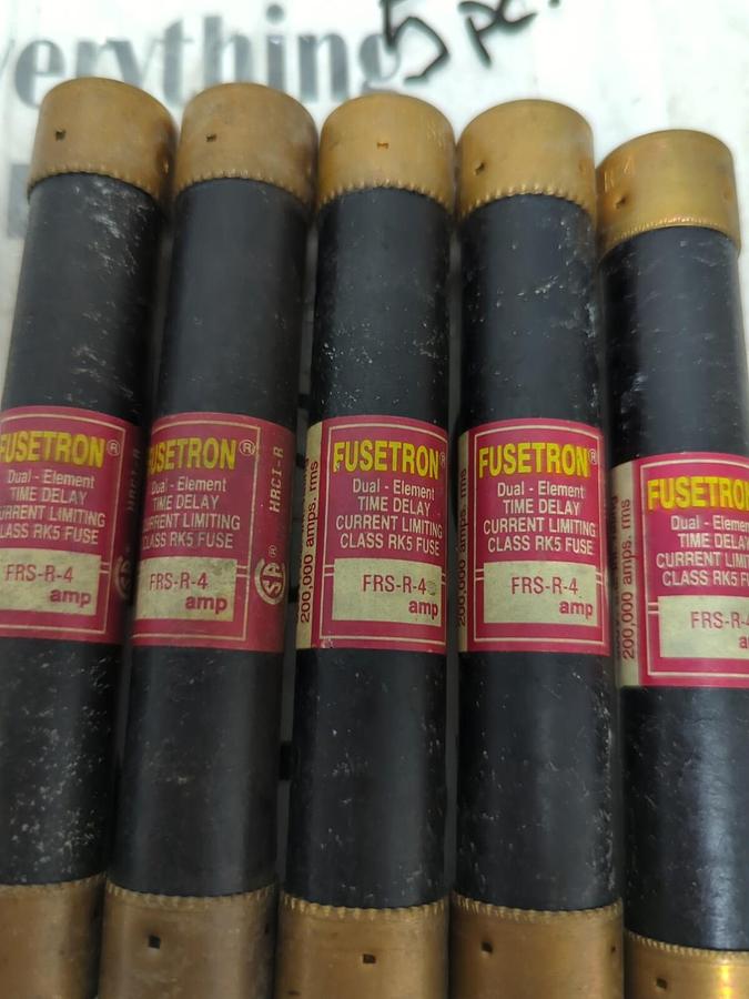 COOPER BUSSMANN,FRS-R-4,FUSETRON 4 AMP FUSES LOT OF 5 NOS