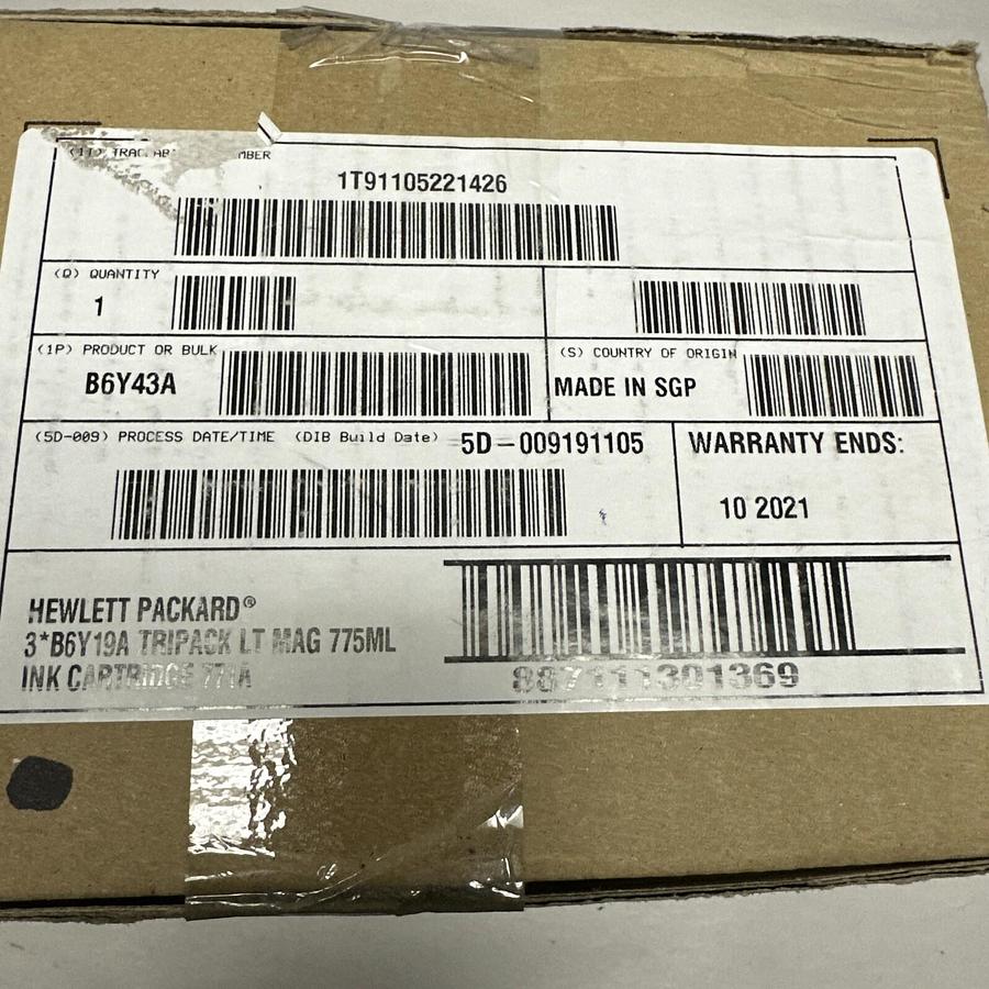 HP,B6Y19A,771A Light Magenta Ink Cartridge Box of 2 EXP 10/21