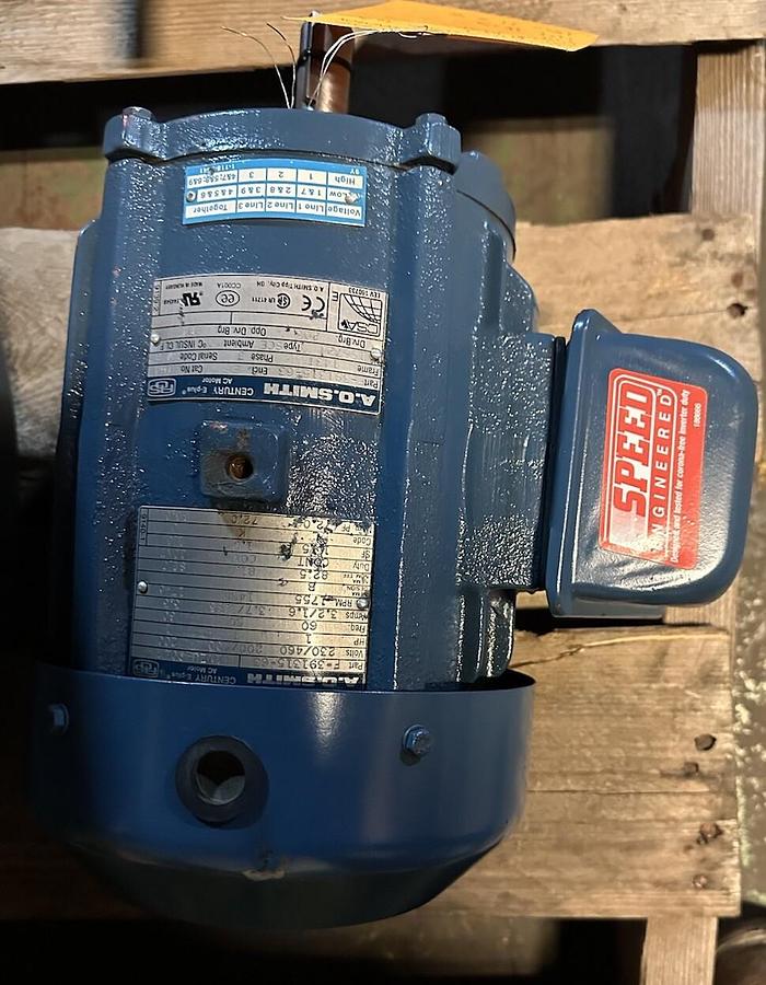 Used AO Smith,F-391315-63,AC Motor 1Hp 1755RPM 143T Frame 230/460AC 3PH