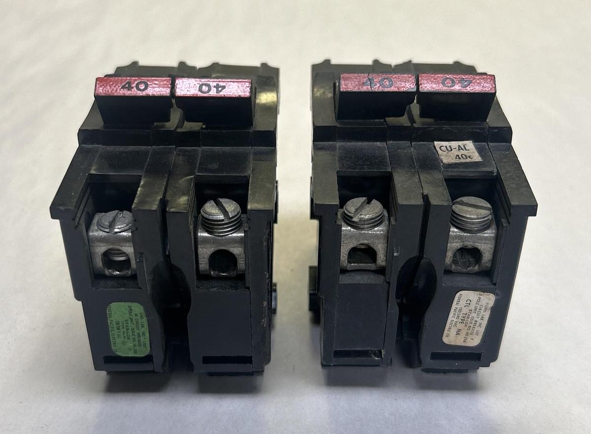 Used FEDERAL PACIFIC,NA240,CIRCUIT BREAKER 40A 120/240V 2P LOT OF 2