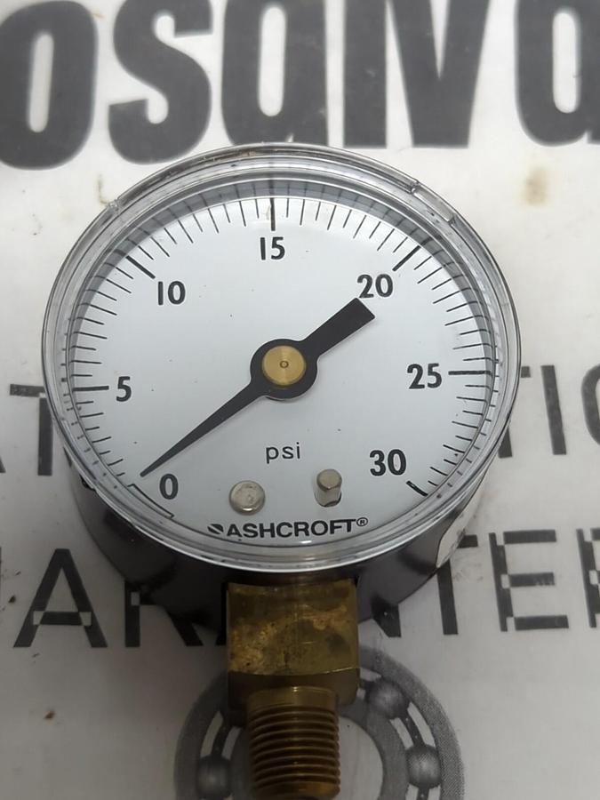 ASHCROFT,20W1005 H 01L,GAUGE 2 INCH FACE 1/8 INCH BOTTOM NPT 30 PSI