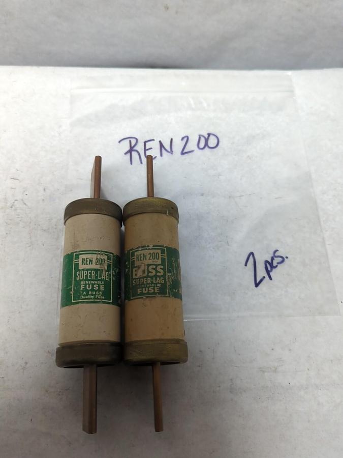 COOPER BUSSMANN,REN200,SUPER-LAG RENEWABLE 200 AMP FUSE LOT OF 2 PRE-OWNED