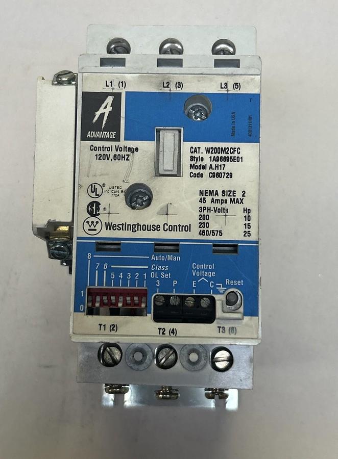 Used WESTINGHOUSE,W200M2CFC,SIZE 2 MOTOR STARTER