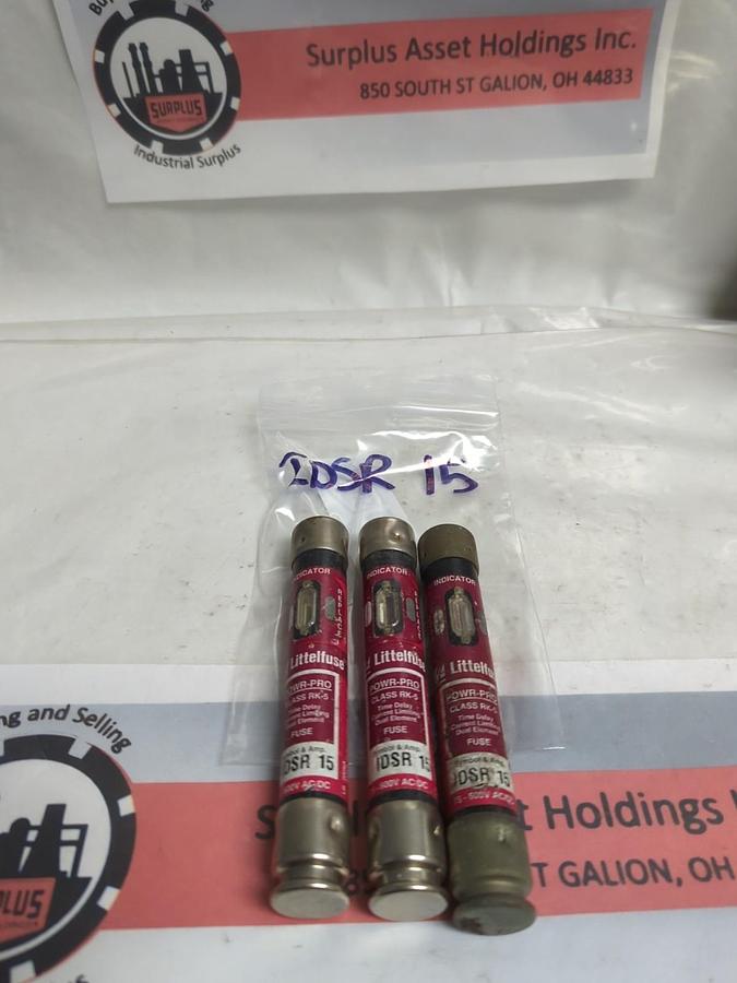 Used LITTELFUSE,IDSR15,INDICATOR 15 AMP FUSE LOT OF 3 PRE-OWNED