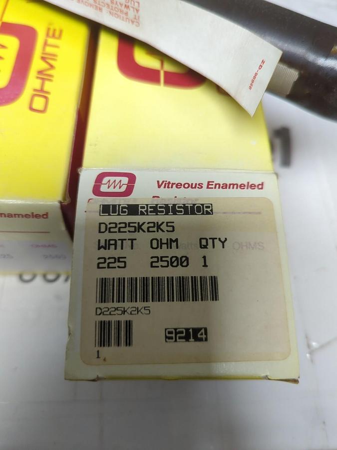 OHMITE,D225K2K5,LUG RESISTORS 225W 2500OHM LOT OF 2 NEW