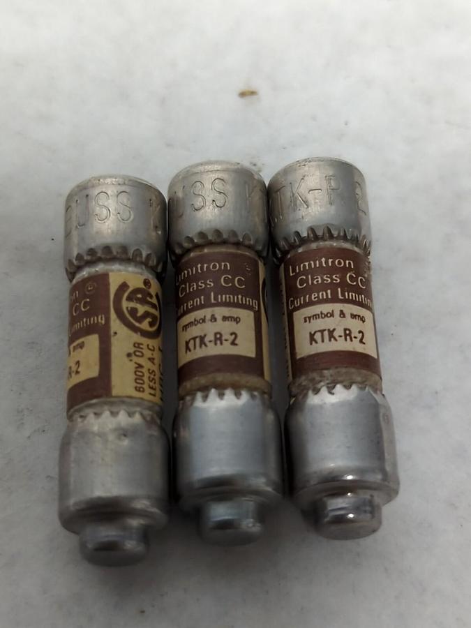 COOPER BUSSMANN,KTK-R-2,LIMITRON 2 AMP FUSE LOT OF 3 NOS