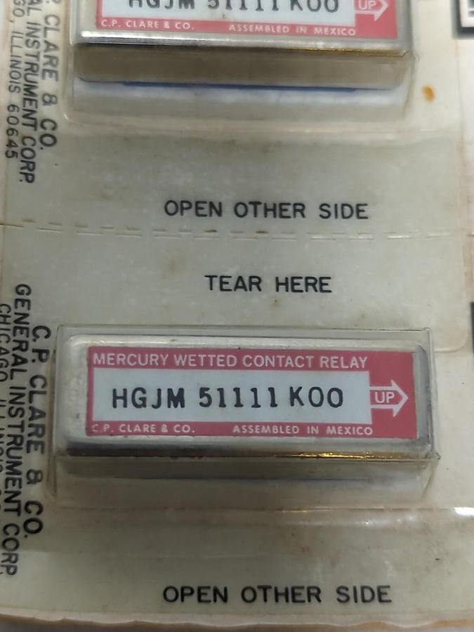 CLARE,HGJM51111 K00,WETTED CONTACT RELAY PACKAGE OF 5 NEW