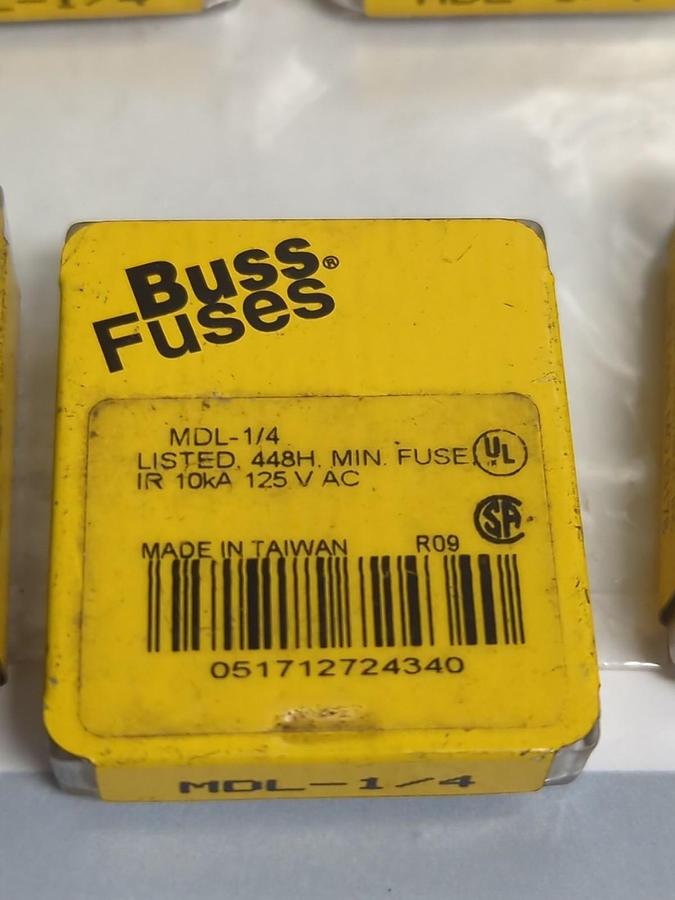 COOPER BUSSMANN,MDL-1/4,1/4 AMP FUSE LOT OF 54 NOS