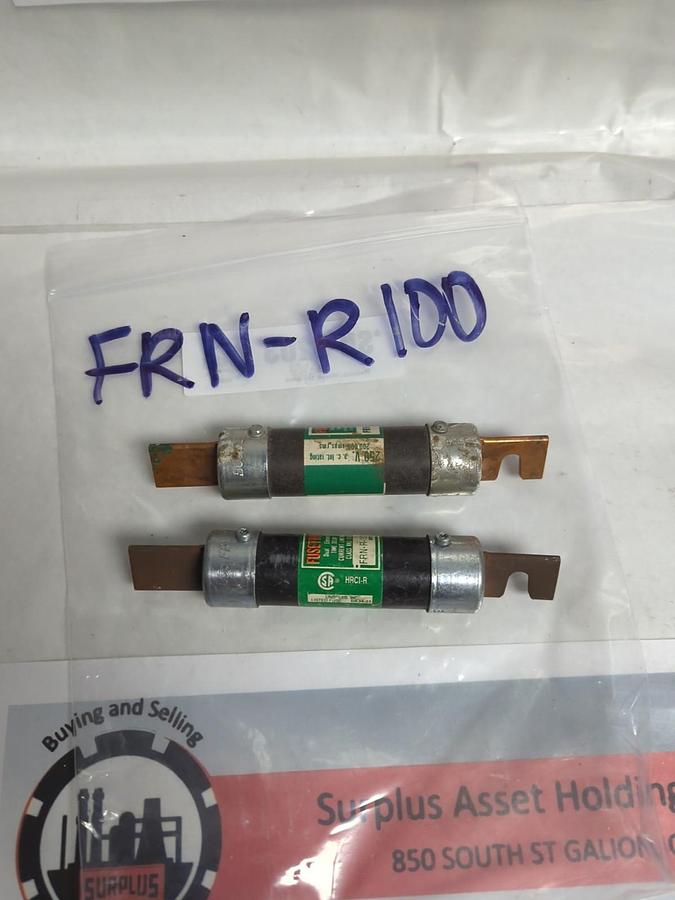 Used COOPER BUSSMANN,FRNR100,FUSETRON 100 AMP FUSE LOT OF 2 PRE-OWNED
