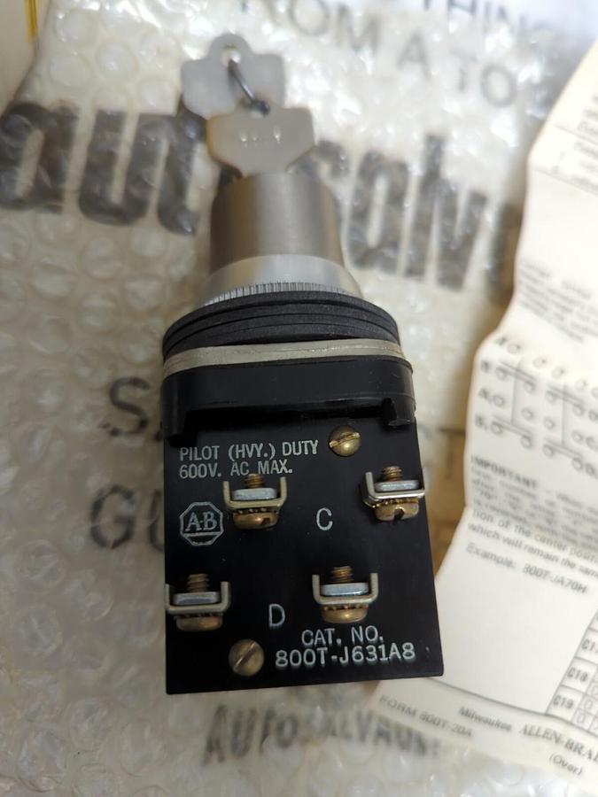 ALLEN BRADLEY,800T-J631A8,SERIES A KEYED CYLINDER LOCK 3 POSITION NOS