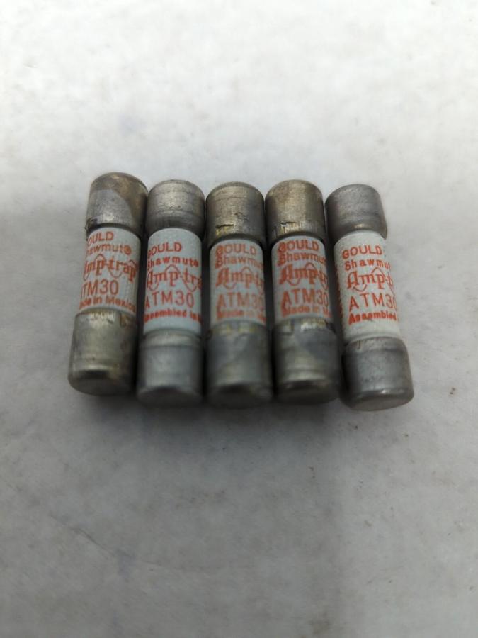 GOULD SHAWMUT,ATM 30,AMP-TRAP 30 AMP FUSE LOT OF 5 NOS