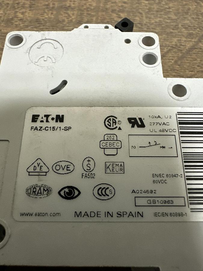Used Eaton,FAZ-C15/1-SP,Circuit Breaker