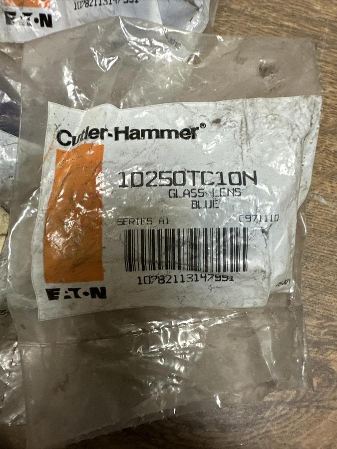 Used Cutler-Hammer,10250TC10N,Blue Glass Lens LOT of 3