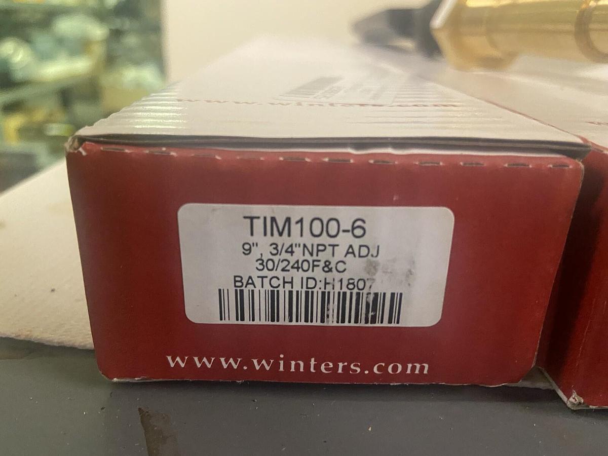Used Winters,TIM100-6,Thermometer Analog 30-240 Deg 3/4 IN NPT 9 IN Length  Lot of 2