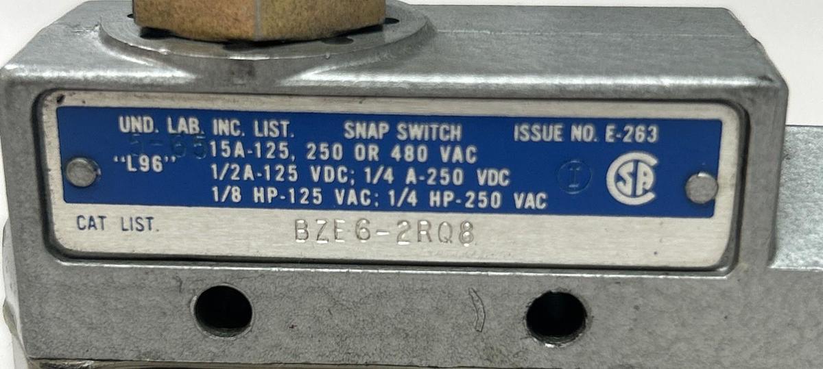 Used HONEYWELL MICRO SWITCH,BZE6-2R08,LIMIT SWITCH