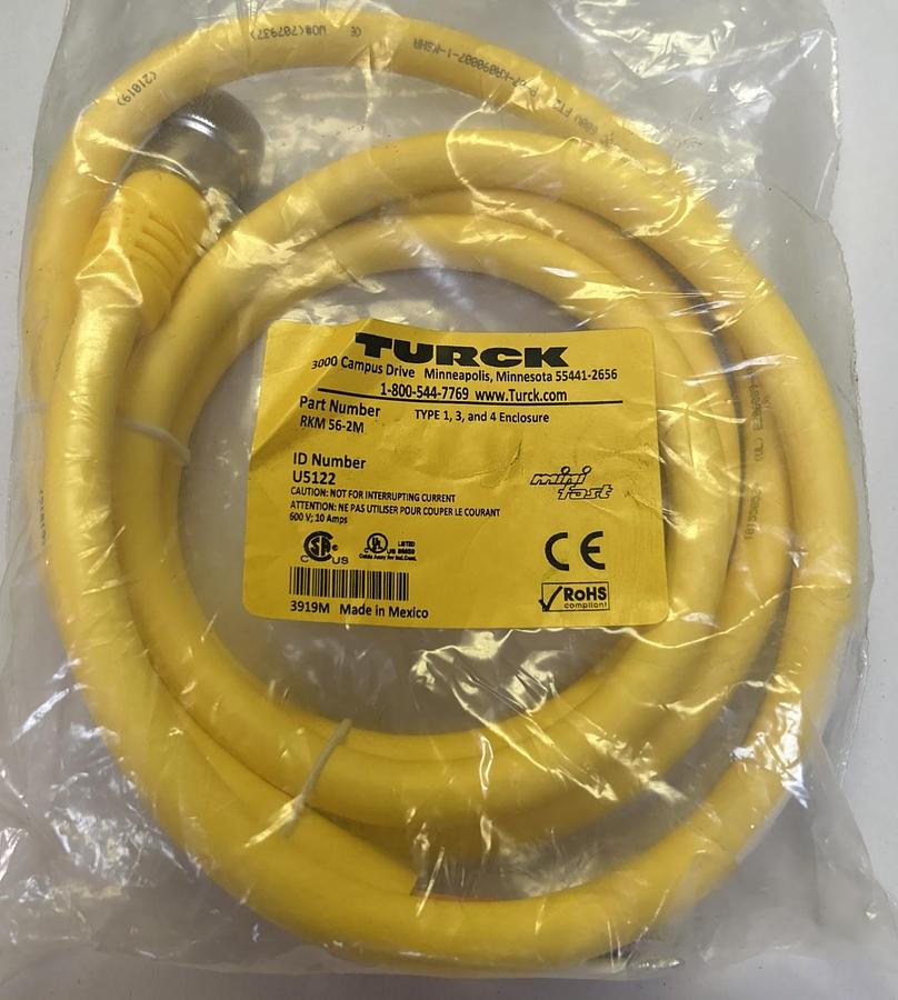 Used TURCK,RKM56-2M,CORDSET NOS