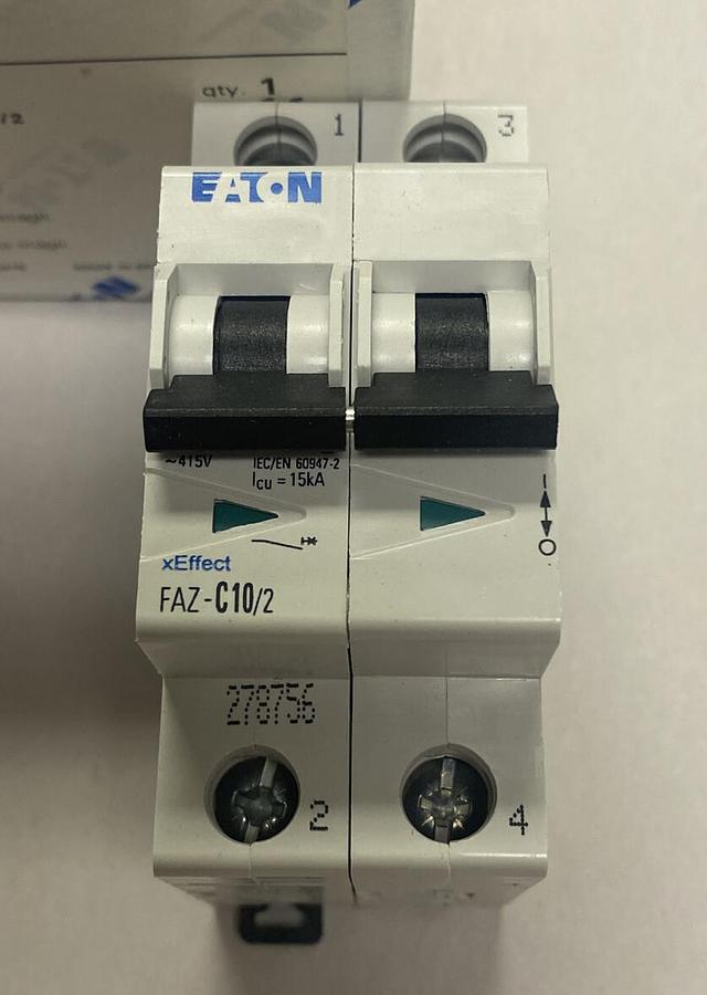 Used EATON,FAZ-C10/2,CIRCUIT BREAKER 10A 2P NEW