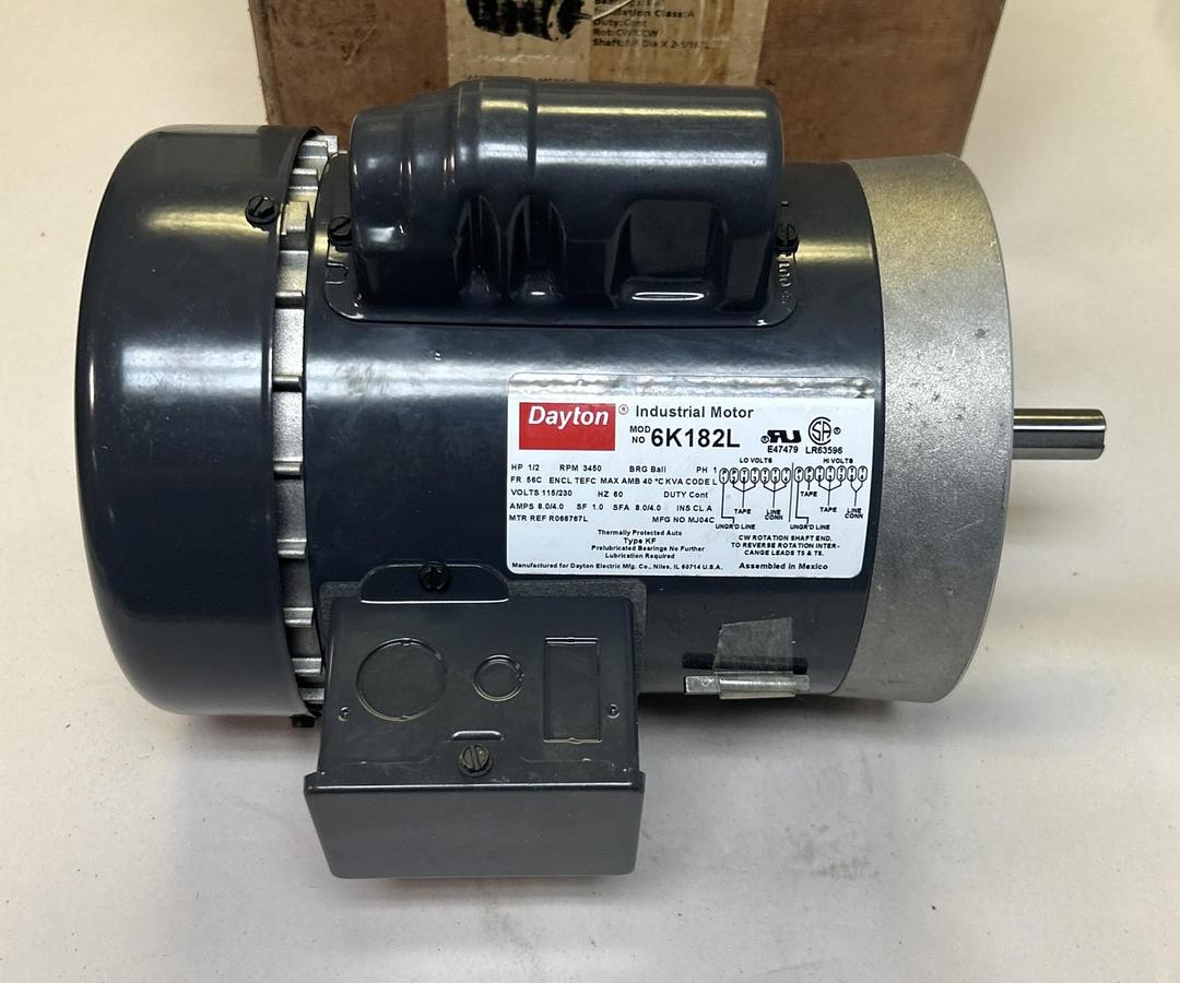 DAYTON,6K182L,MOTOR 1/2HP 115/230V 3450RPM 1PH 56C FRAME