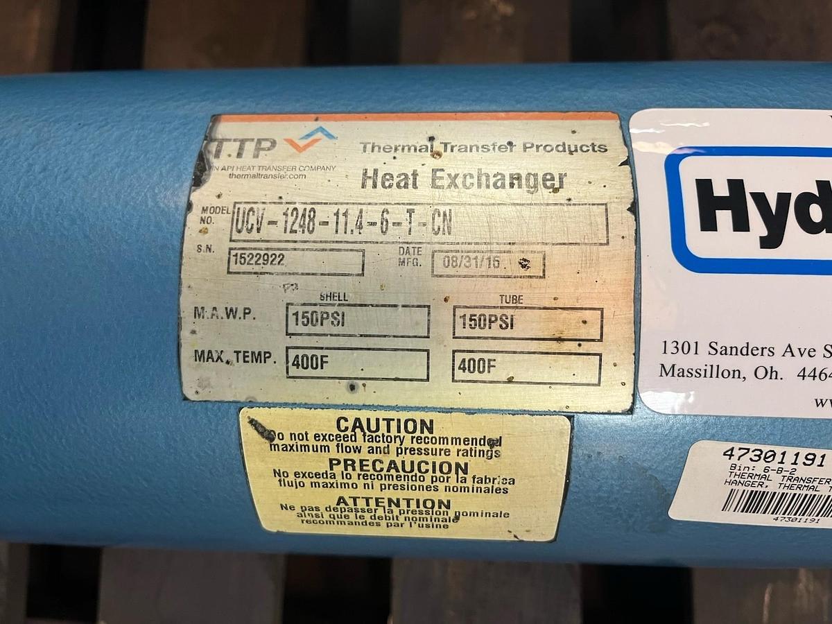 Used TTP THERMAL TRANSFER,UCV-1248-11.4-6-T-CN,SHELL AND TUBE HEAT EXCHANGER