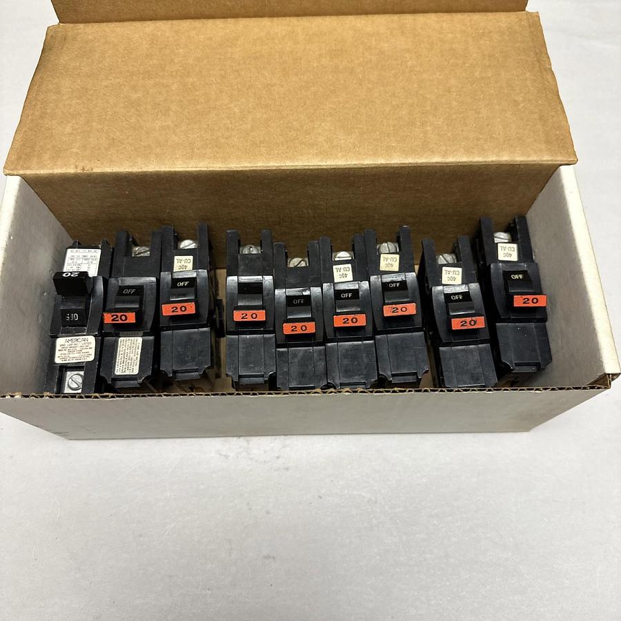Used Fereral Pacific Electric,NA20,20 Amp 1 Pole Snap On Circuit Breaker LOT of 9
