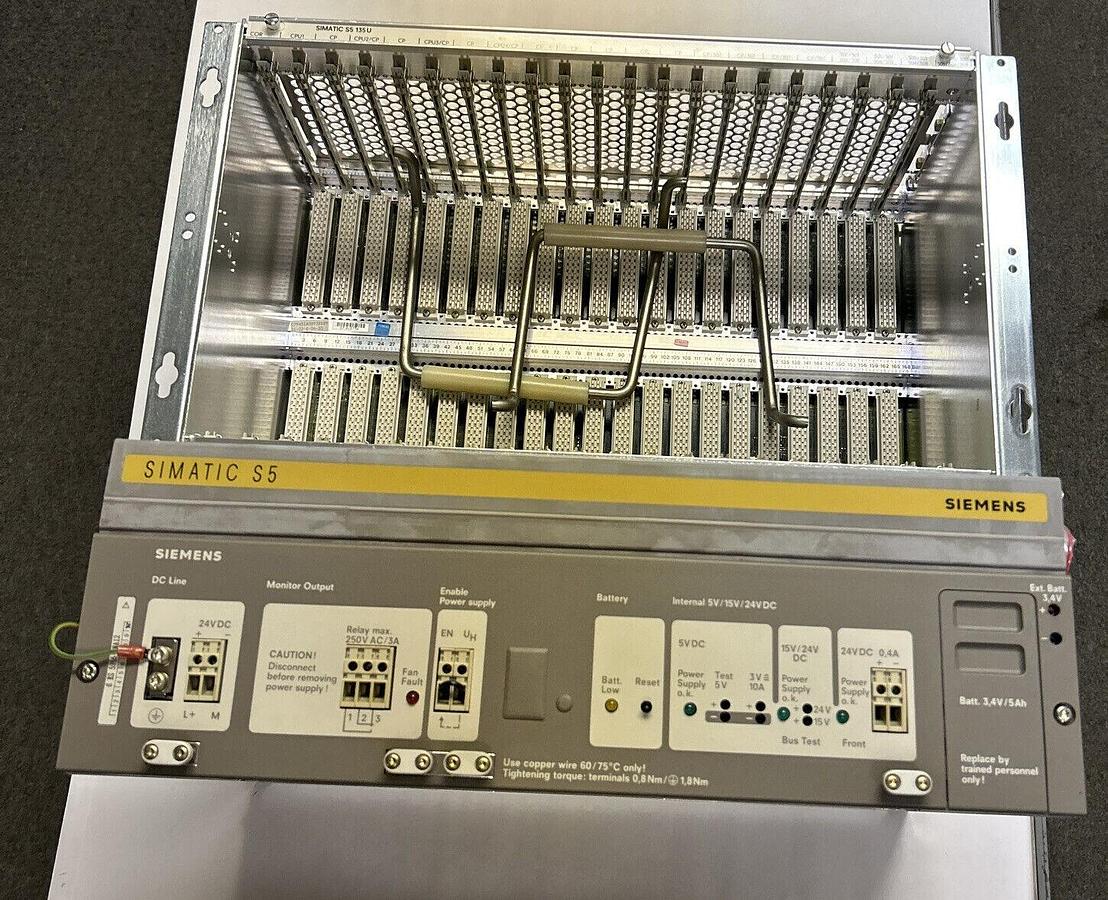 SIEMENS,6ES5135-3UA41,CHASSIS/6ES5955-3NA12 POWER SUPPLY NOS