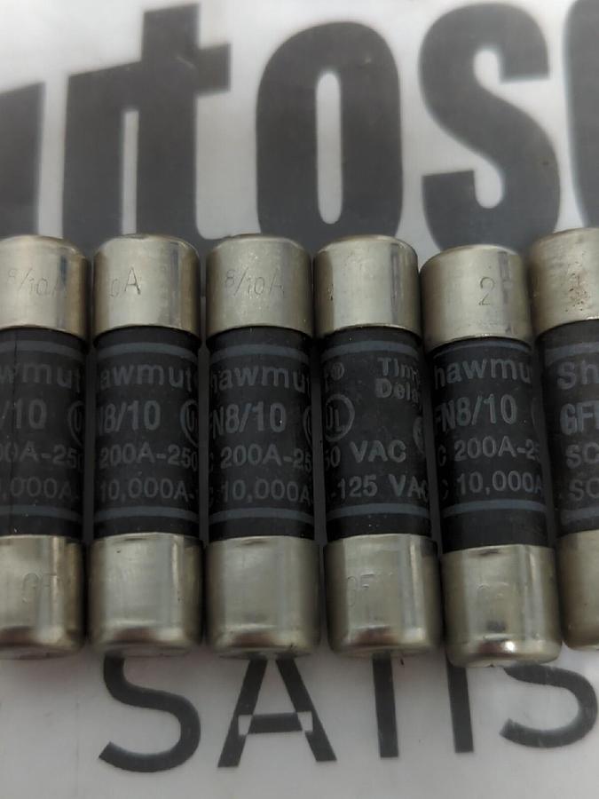 GOULD SHAWMUT,GFN 8/10,8/10 AMP TIME-DELAY FUSE250V BOX OF 6 NOS