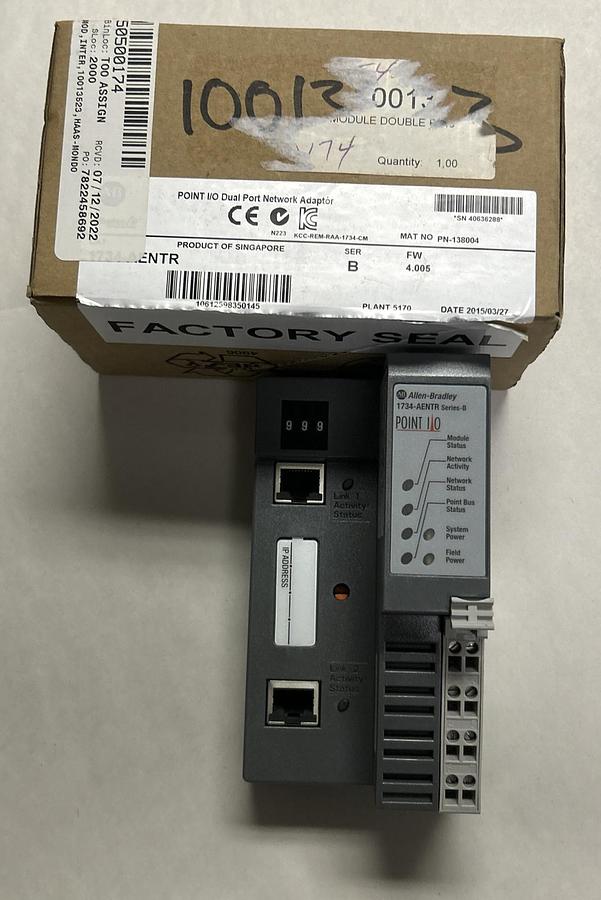 Used ALLEN BRADLEY,1734-AENTR,SER B POINT I/O DUAL PORT NETWORK ADAPTOR NEW