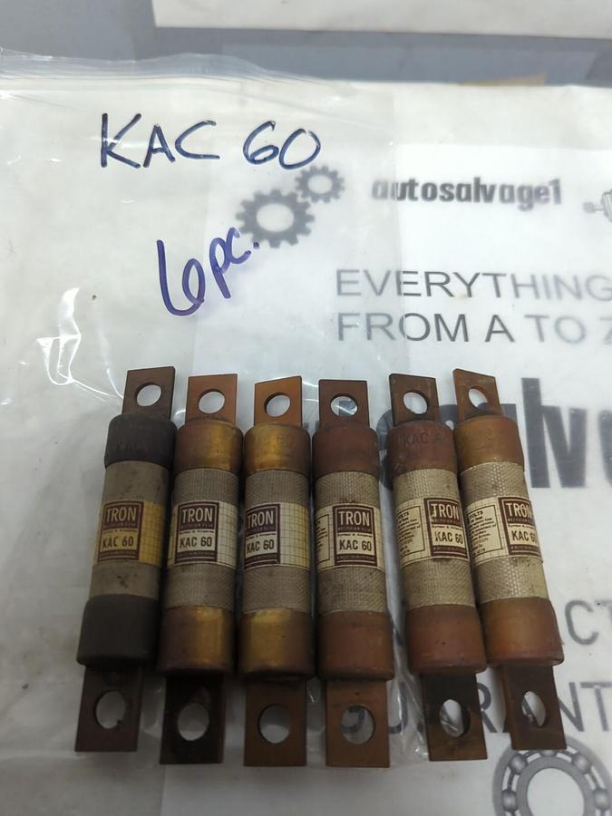 COOPER BUSSMANN,KAC-60,RECTIFIER 60 AMP FUSE LOT OF 6 NOS