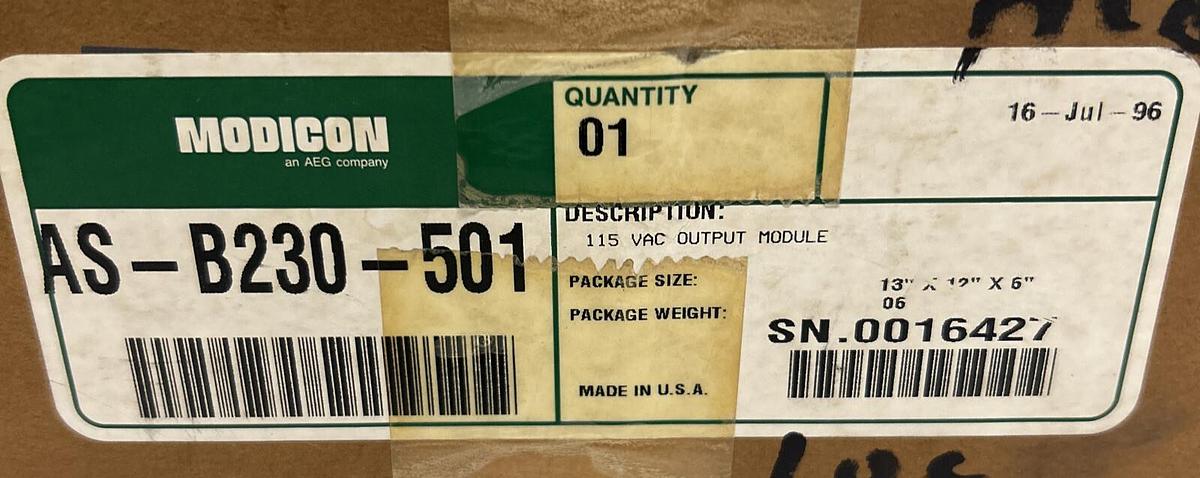 Used MODICON,AS-B230-501,OUTPUT MODULE