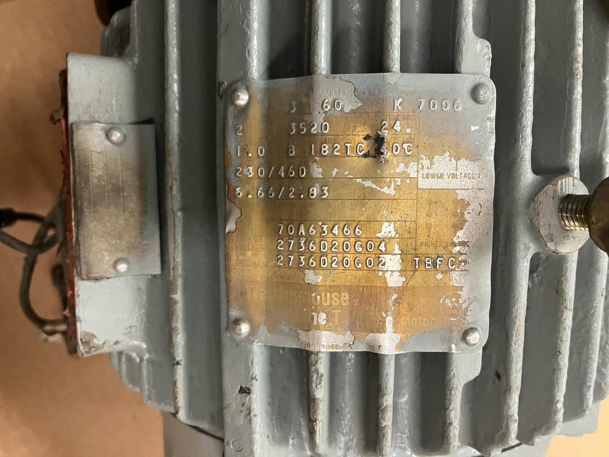 Used WESTINGHOUSE,70a63466,PUMP MOTOR 2HP 3520RPM B182TC 3PH