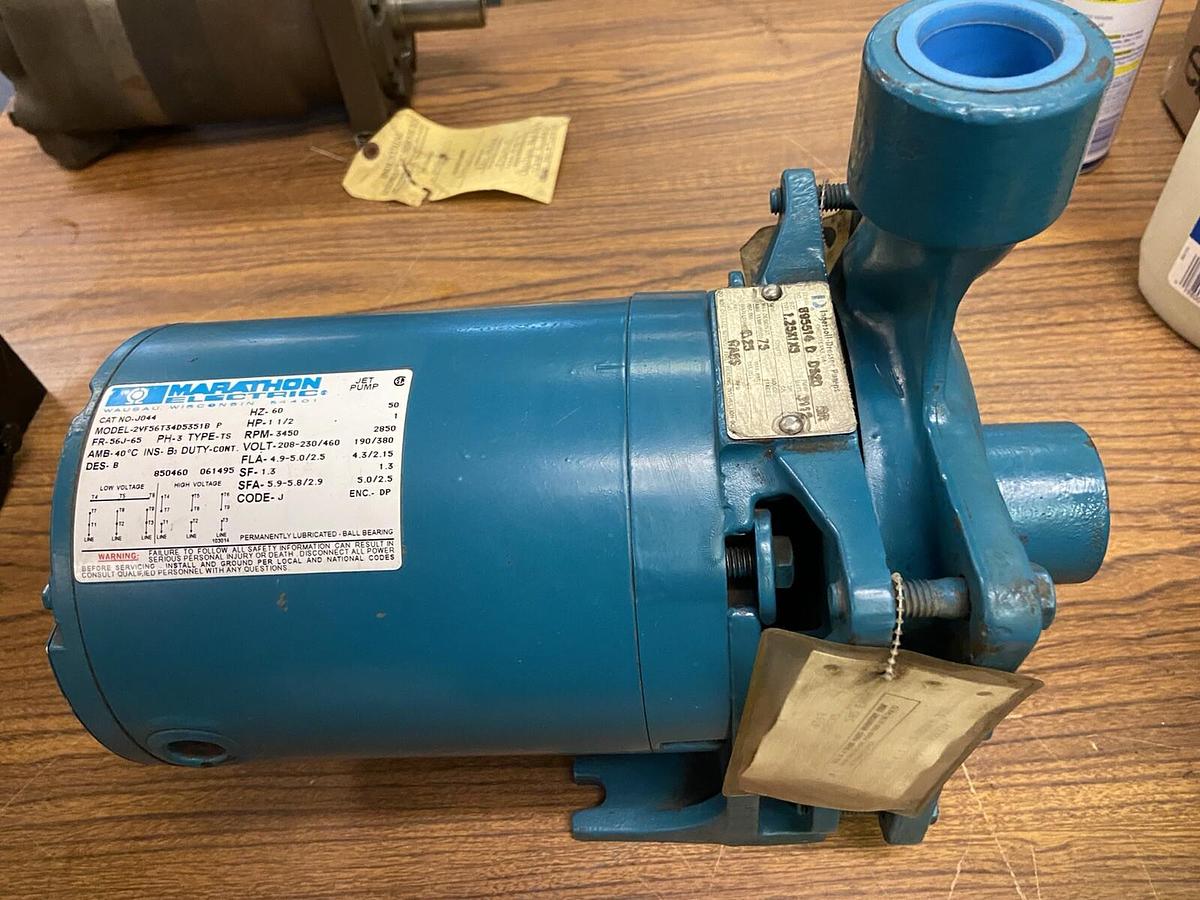 Used Ingersoll Dresser,1.25x1x5,Jet Pump Marathon 1.5Hp 3450RPM 208-230/460V Motor
