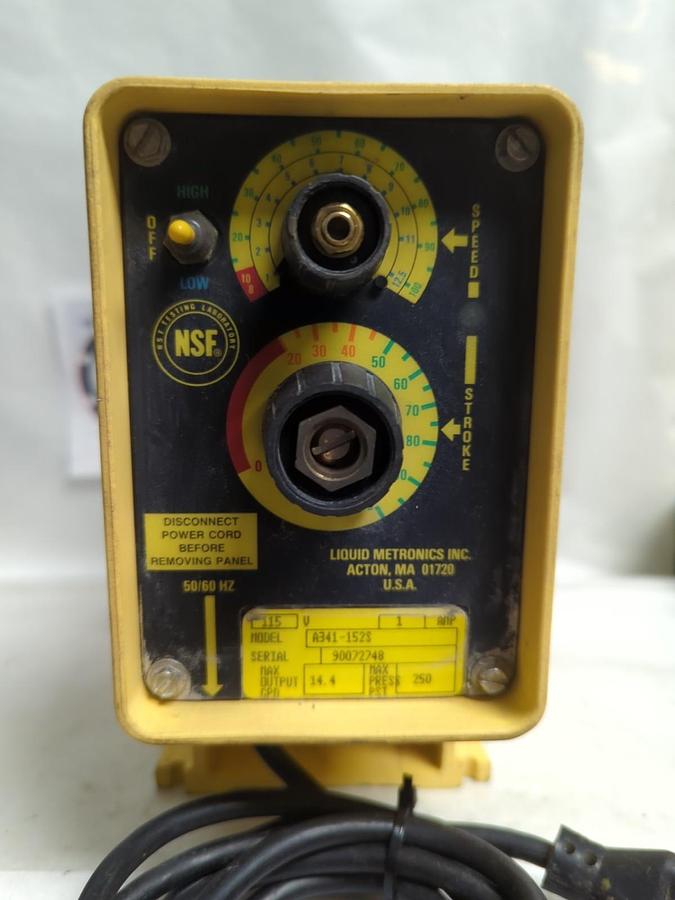 Used LIQUID METRONICS,A341-152S,METERING PUMP 115V 1 AMP PRE-OWNED
