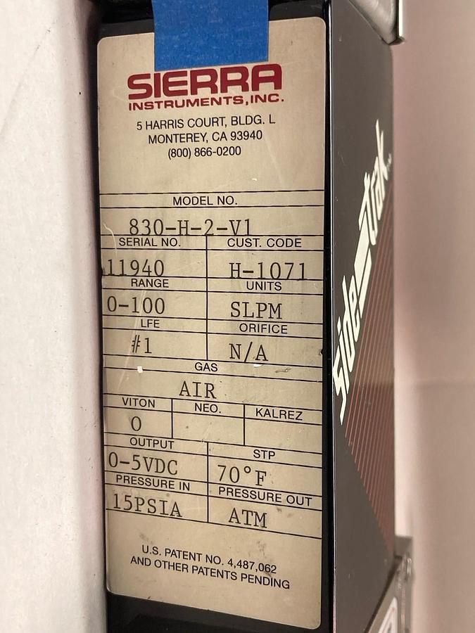 Used Sierra,Model 830-H-2-V1,Series 830 Mass Flowmeter Range 0-5VDC