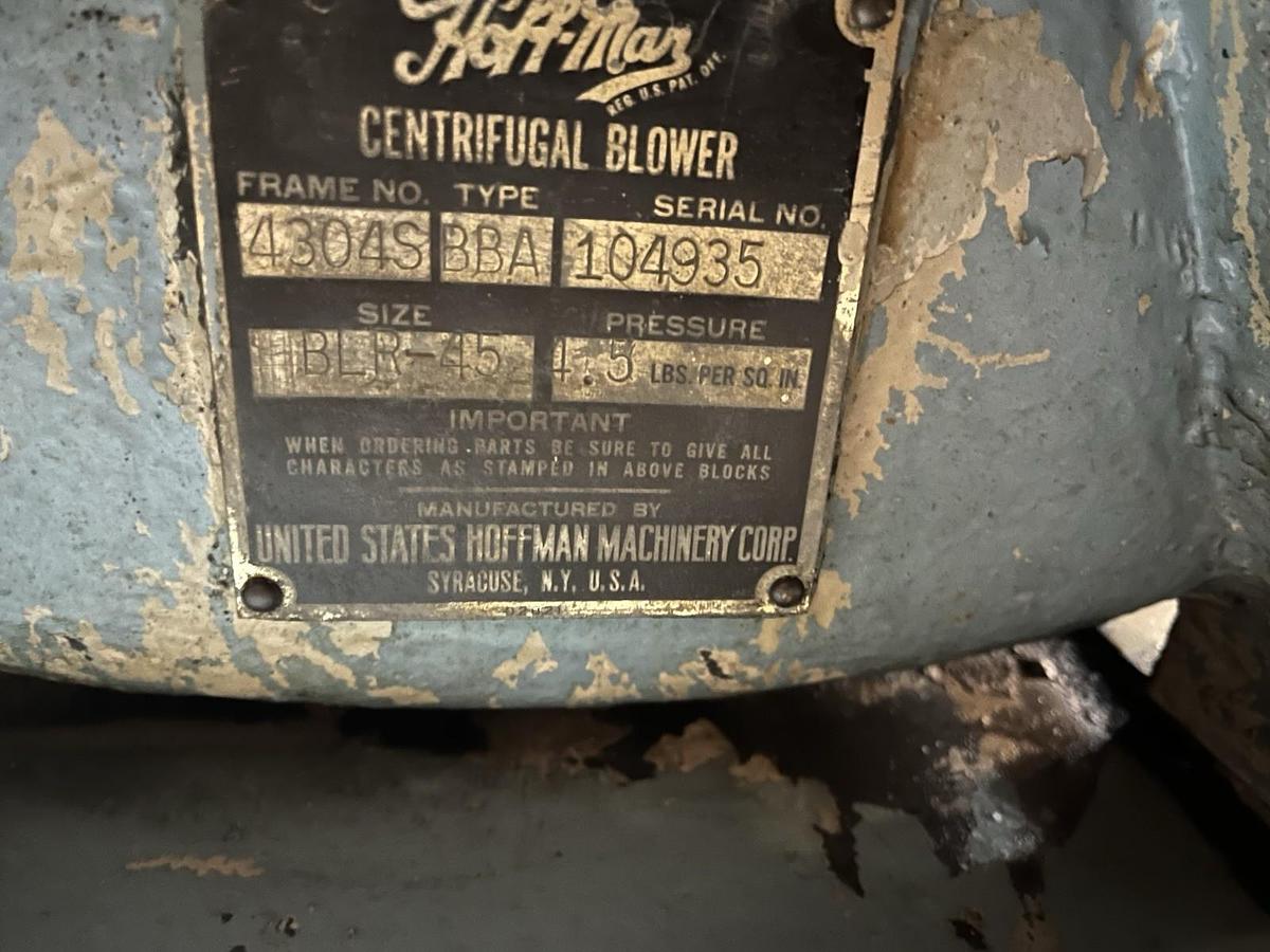 Used HOFFMAN,BLR-45,CENTRIFUGAL BLOWER 4304S-BBA 4.5 LB/Si 60HP 3550RPM