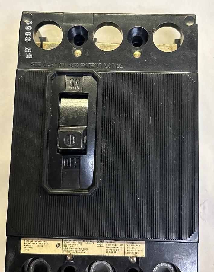 Used ITE,QJ3-B150,CIRCUIT BREAKER 150A 240V 3P