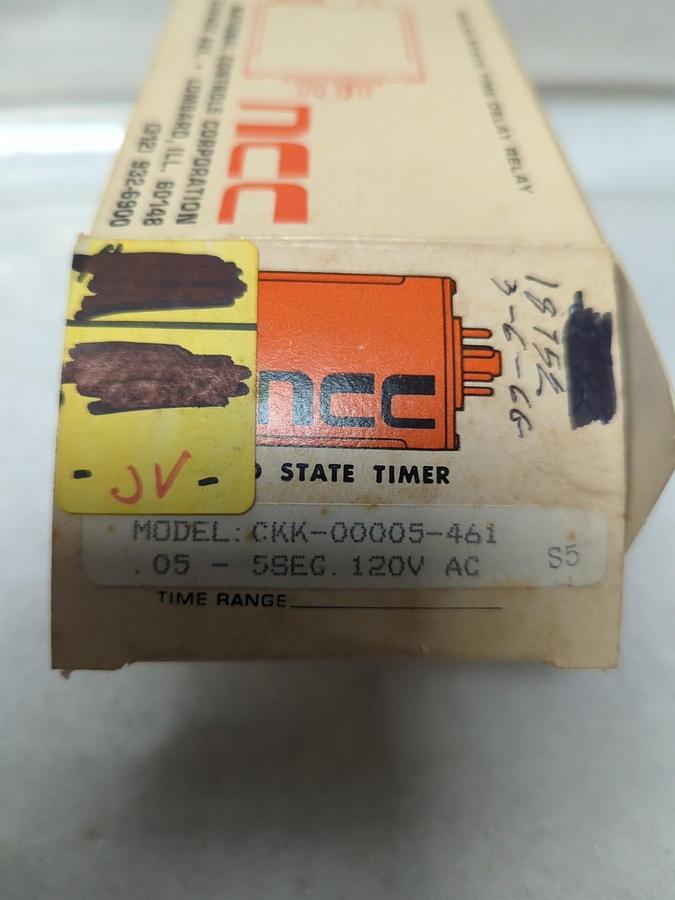 NATIONAL CONTROLS,CKK-00005-461,SOLID STATE TIME DELAY 05-5 SEC 120 VAC NOS