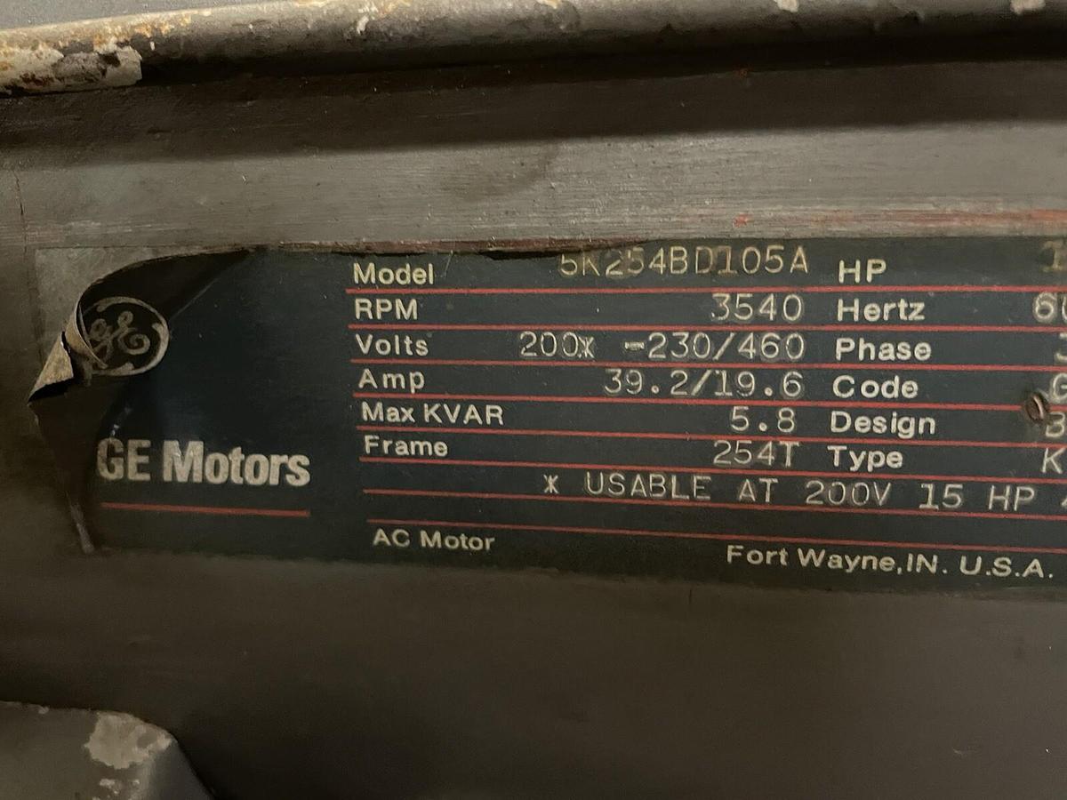 Used GE,5K254BD105A,15HP MOTOR 3540RPM 254T 200-230/460V