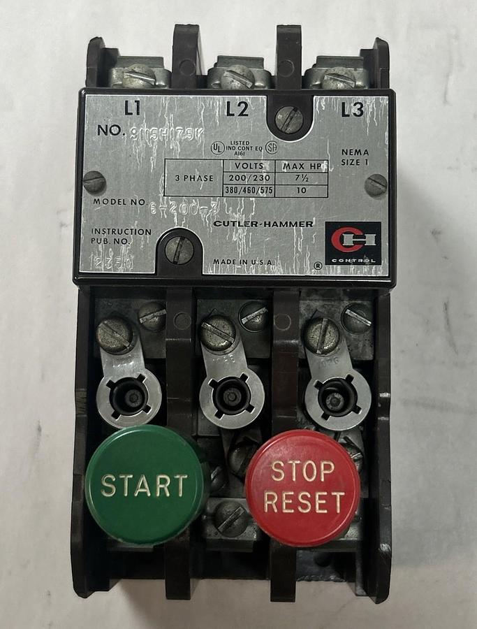 Used CUTLER HAMMER,9115H175K,STARTER SIZE 1 200/230-575VAC 7.5-10HP