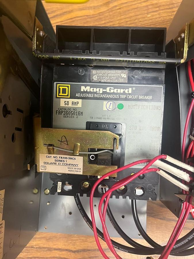 Used SQUARE D,MODEL 5,SIZE 2 MCC 8536SDO1 STARTER BUCKET 50A FAP3605016M BREAKER