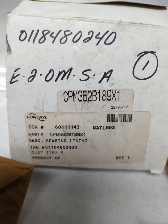 FLOWSERVE,CPM362B189X1,BEARING LINING NOS