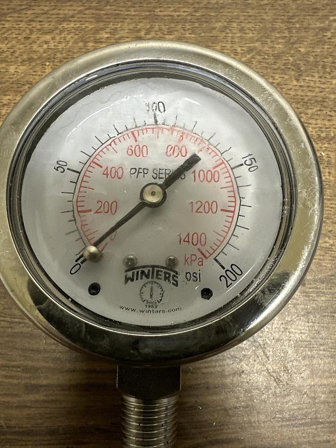 Winters,P1000,0-200 PSI PFP Series Liquid Filled Gauge