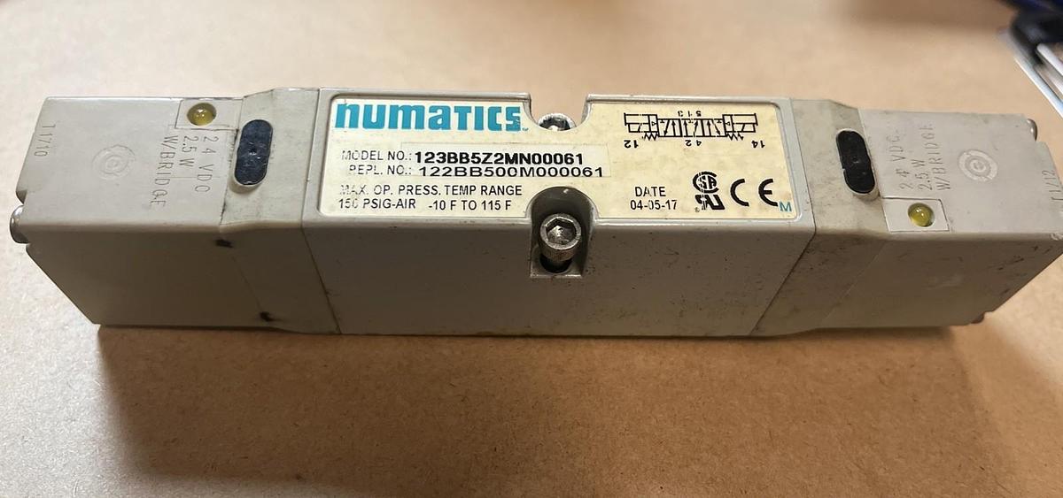 Used NUMATICS,123BB5Z2MN00061,Pneumatic Solenoid Pilot Valve 24VDC