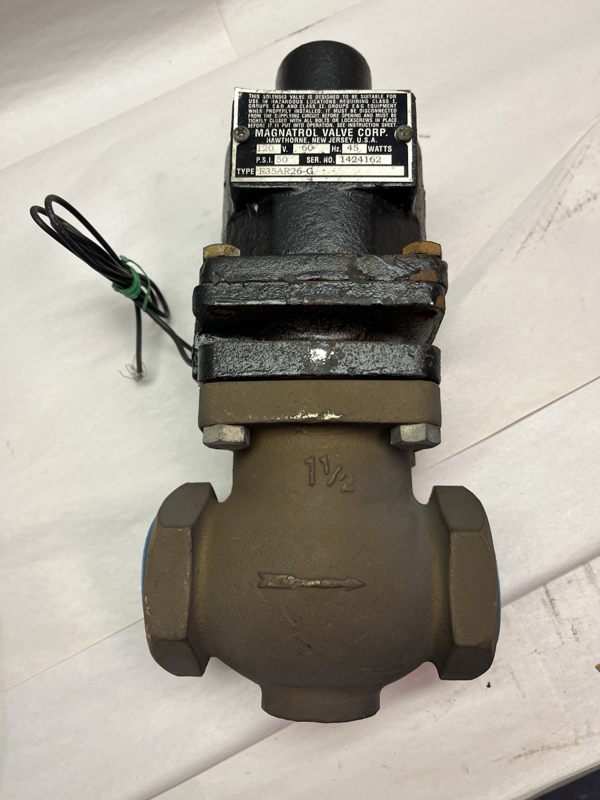 MAGNATROL,F35AR26-G,SOLENOID 1-1/2" VALVE 120V 50PSI