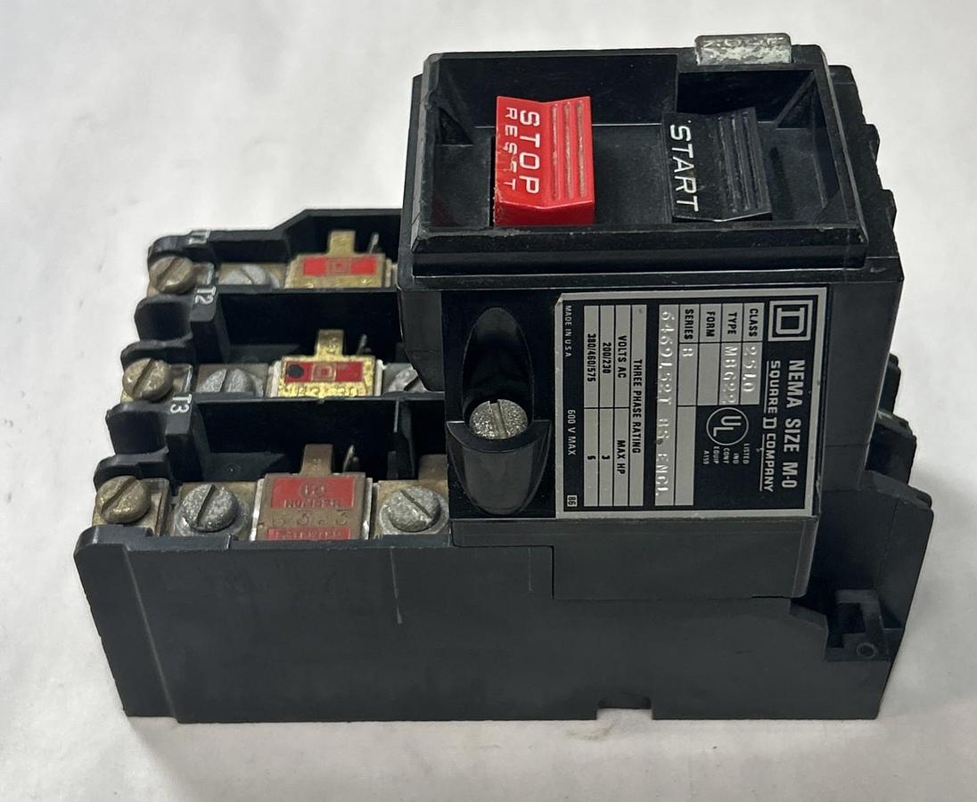 Used SQUARE D,2510MBG22,MANUAL MOTOR STARTER SIZE M-0 200/230VAC 3PH 3HP