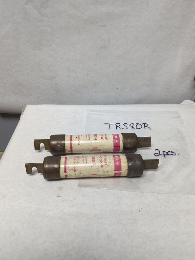 Used GOULD SHAWMUT,TRS80R,TRI-ONIC 80 AMP FUSE LOT OF 2 PRE-OWNED