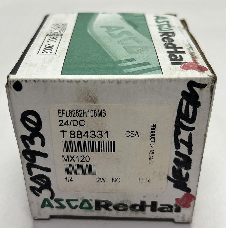Used ASCO,EFL8262H108MS,SOLENOID VALVE 1/4IN 2W 24DC NEW