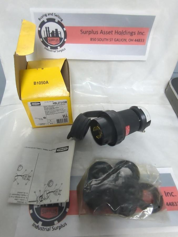 HUBBELL,HBL2731SW,SAFETY-SHROUD TWIST-LOCK WATERTIGHT PLUG 30A 480V NOS