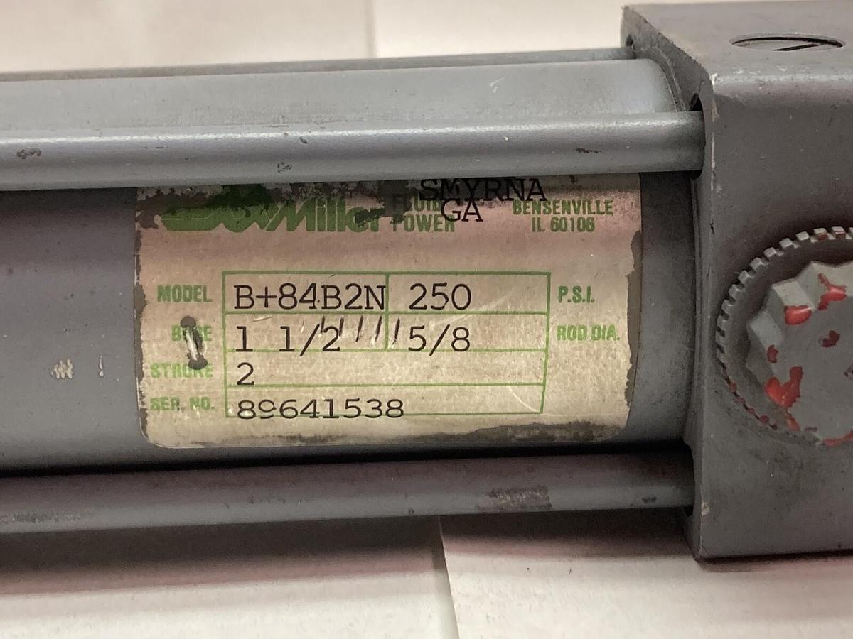 Used Miller,B+84B2N,Pneumatic Cylinder 1-1/2 Bore Stroke 2 250 PSI