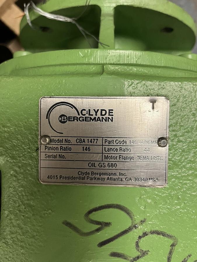 Used Clyde Bergemann,CBA-1477,Carriage Drive Gearbox pinion ratio 146 lance ratio 44