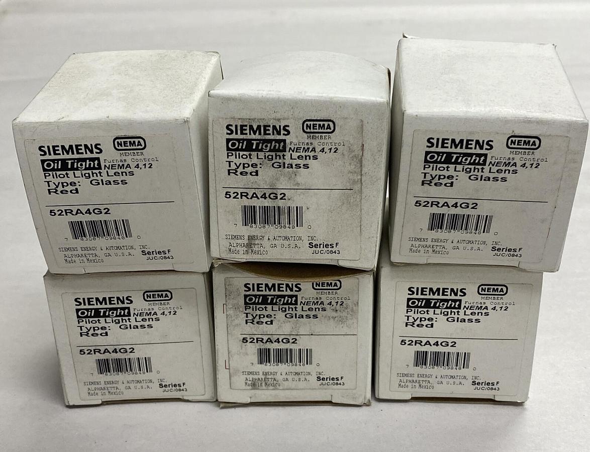 Siemens,52RA4G2,Red Pilot Light Lens Lot Of 6 NOS